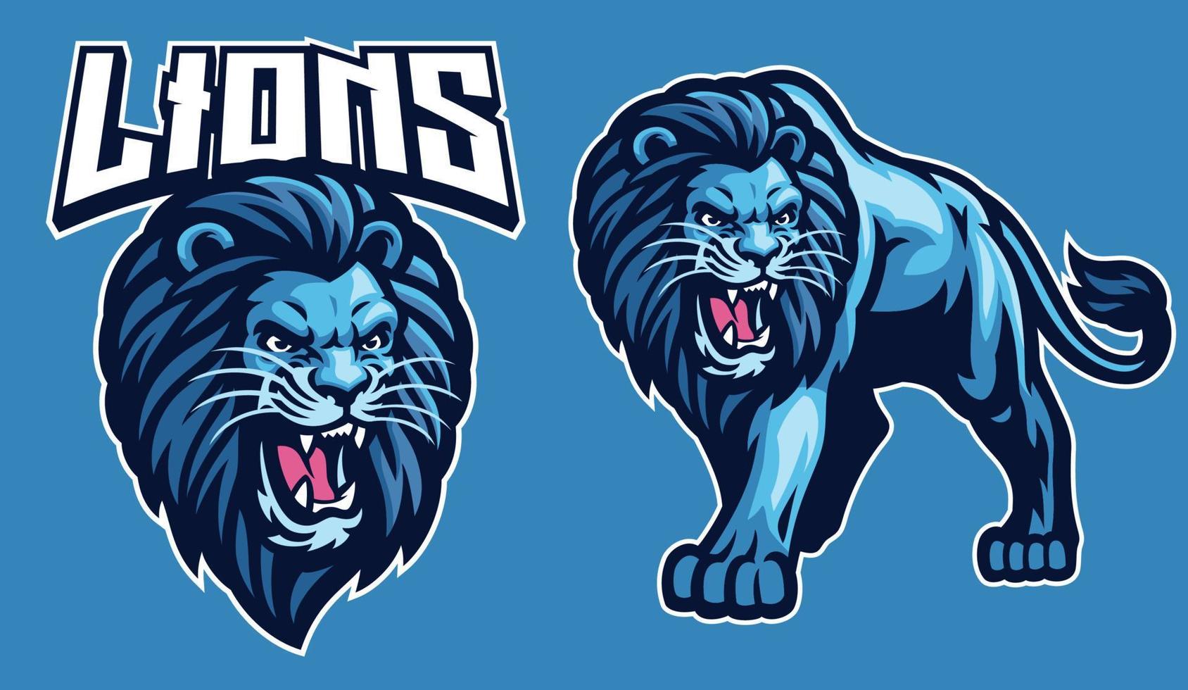 mascot sport of lion in set vector