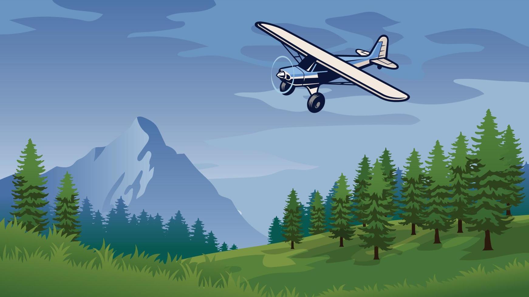 bush plane flying in the nature vector