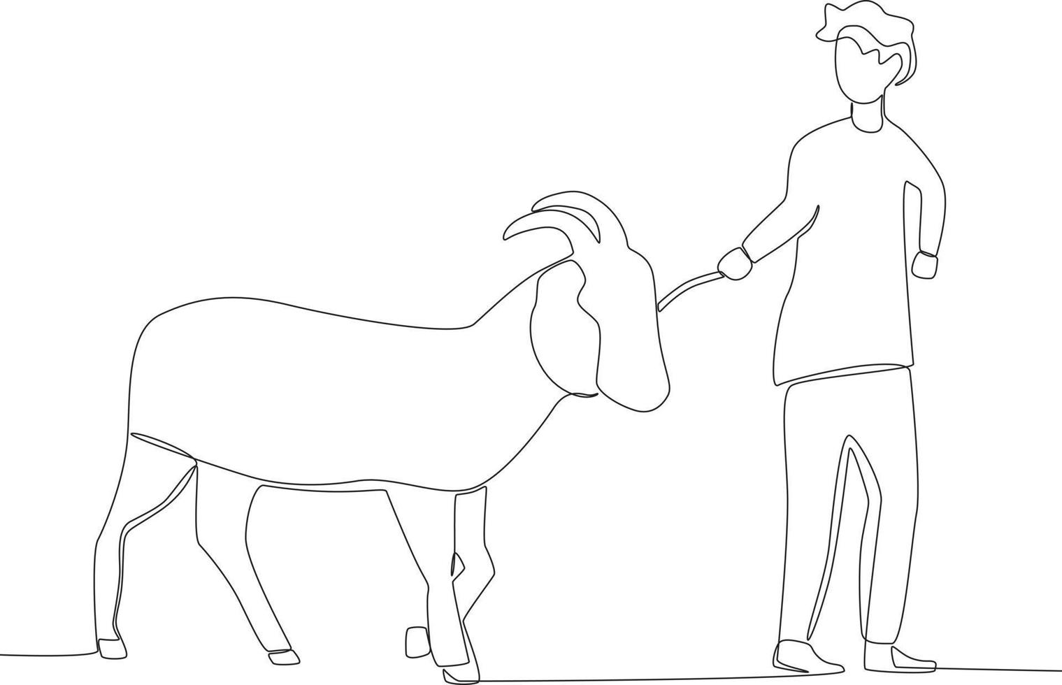 A man pulls a goat's rope vector