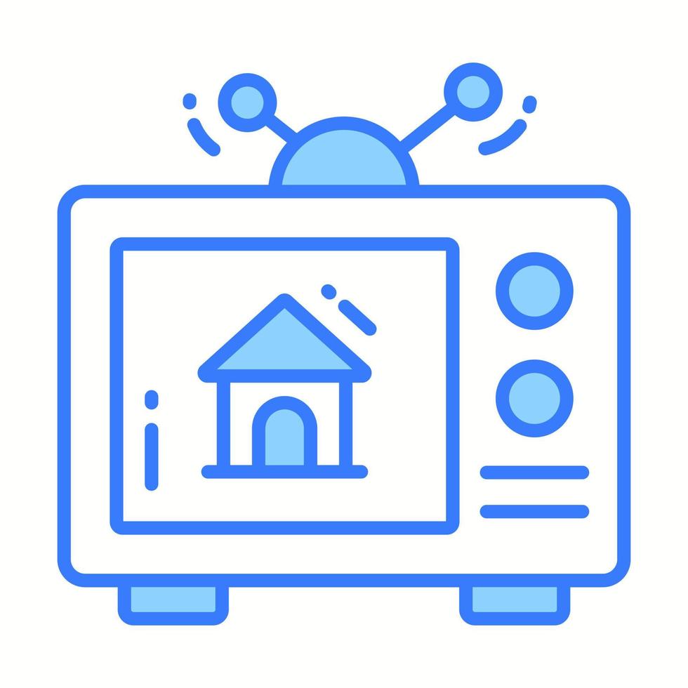 Home inside tv denoting real estate television ad, easy to use icon vector