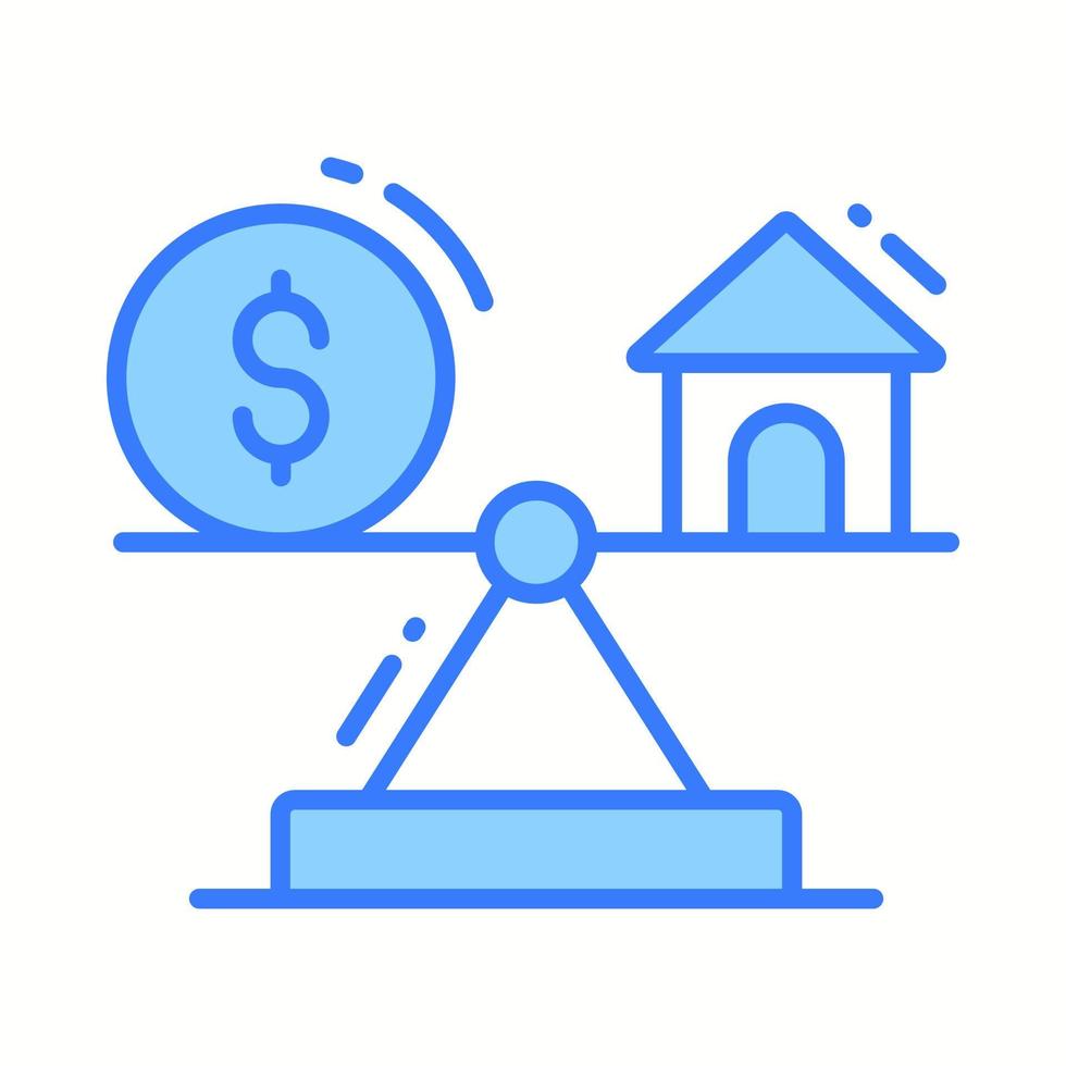 House and dollar with balance scale denoting vector of property price balance vector