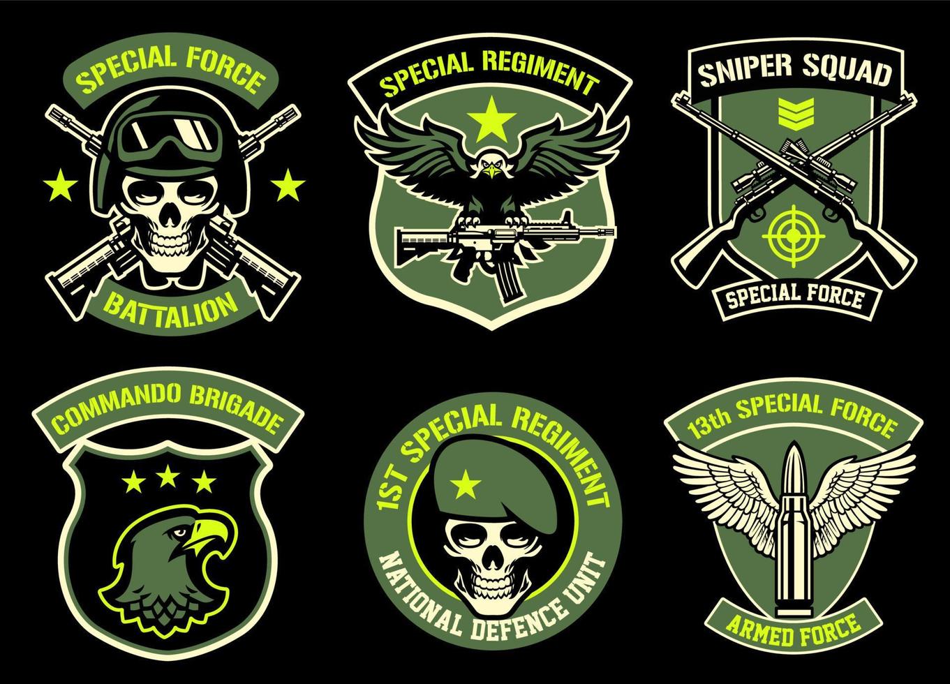 set bundle of military badge vector