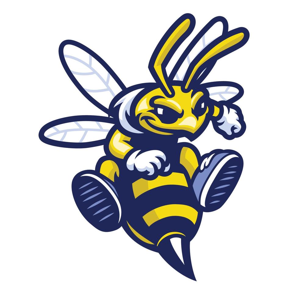 cartoon bee sport mascot vector