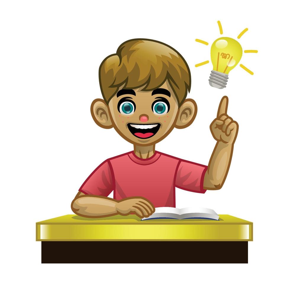 cartoon white boy student in the class vector