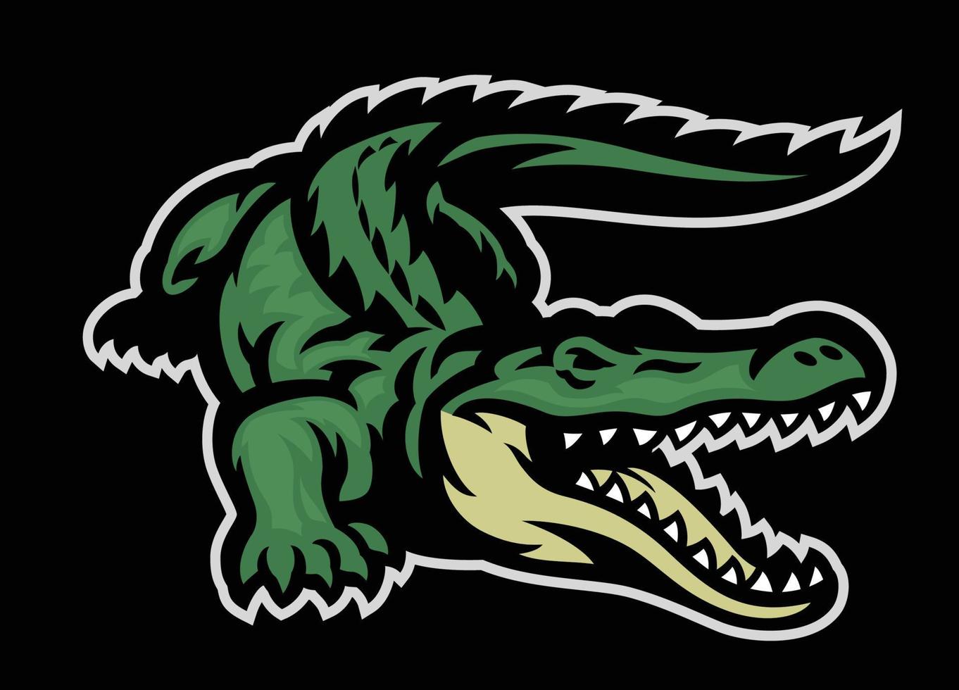green crocodile roaring mascot vector