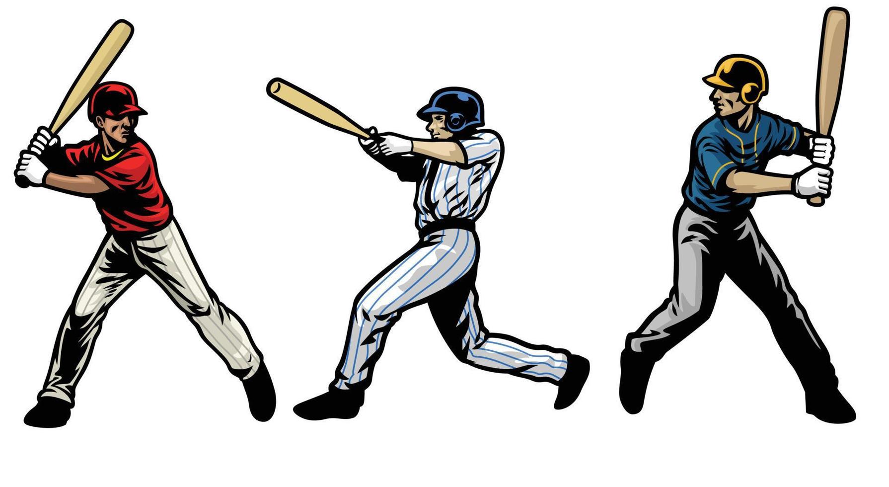 baseball player set swinging the bat vector