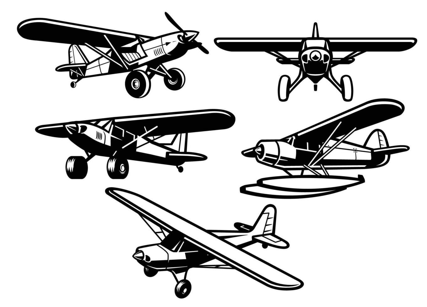 set of bush plane collection vector