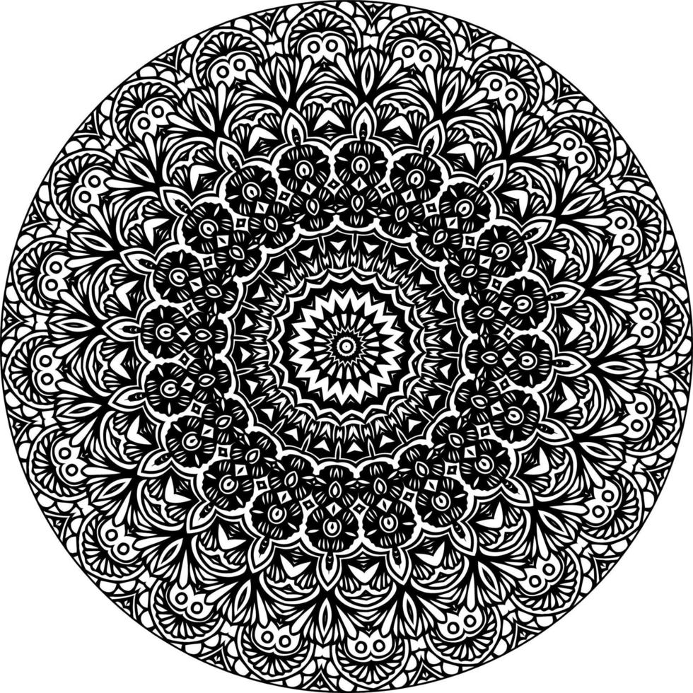 Easy circular pattern in form of mandala for Henna, Mehndi, Tattoo, Decoration. Decorative ornament in ethnic oriental style. Coloring book page vector