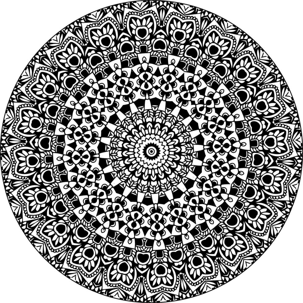 sencillo garabatear mandala con floral y corazón patrones en un blanco aislado antecedentes. para colorante libro paginas vector