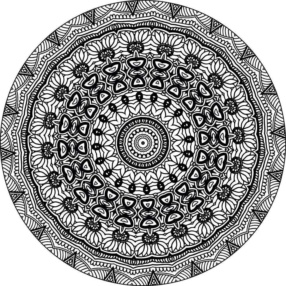 sencillo garabatear mandala con floral y corazón patrones en un blanco aislado antecedentes. para colorante libro paginas vector