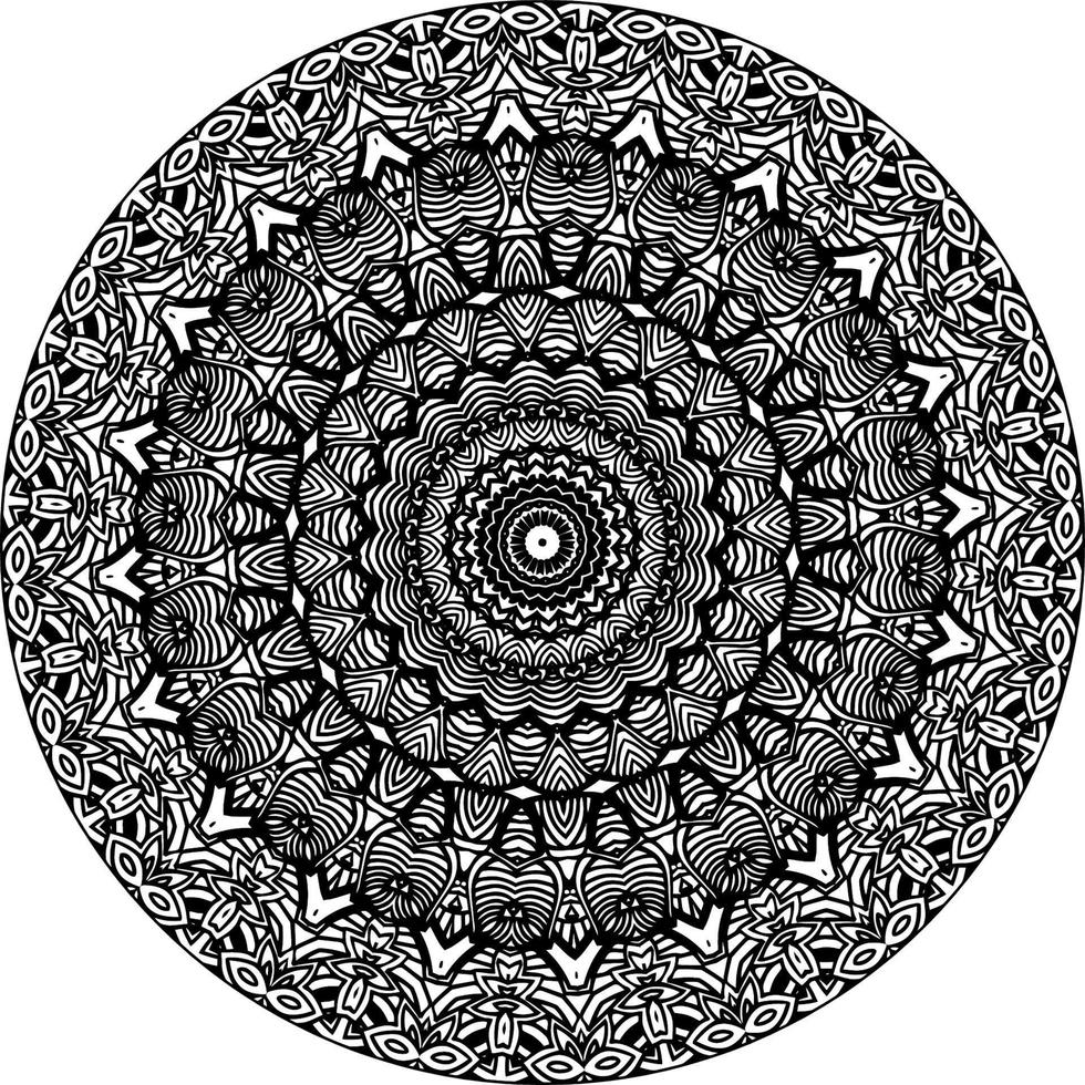 sencillo garabatear mandala con floral y corazón patrones en un blanco aislado antecedentes. para colorante libro paginas vector