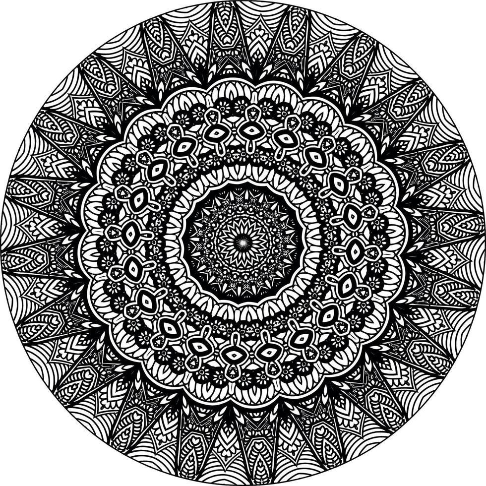 sencillo garabatear mandala con floral y corazón patrones en un blanco aislado antecedentes. para colorante libro paginas vector