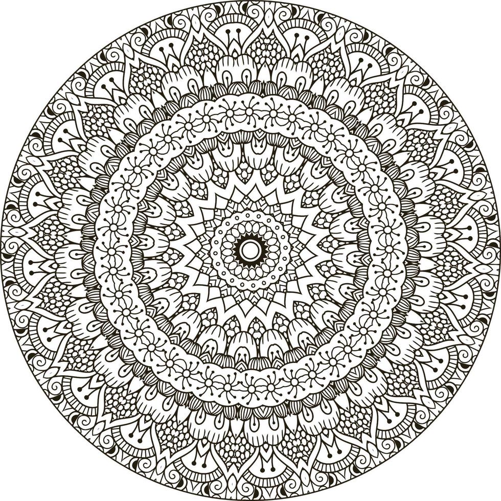 decorativo mandala con marina elementos y olas en blanco aislado antecedentes. para colorante libro paginas vector