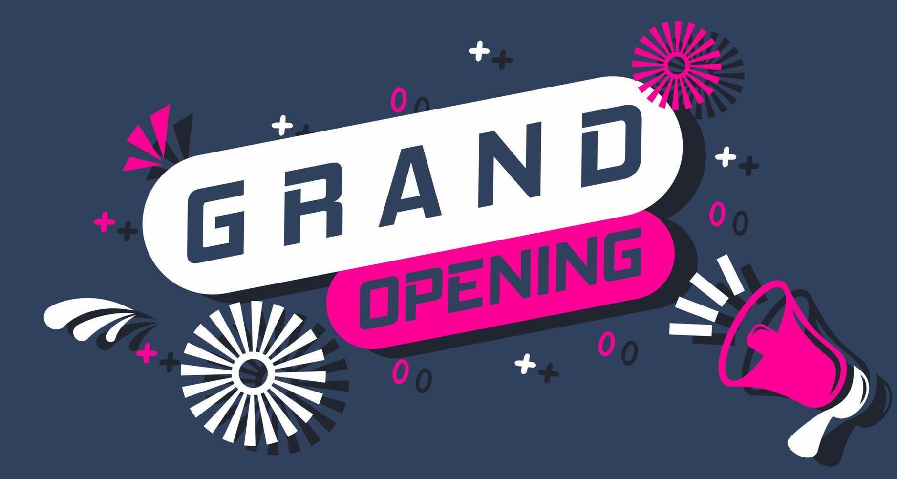 Megaphone and speech bubble grand opening. Banner for business marketing and advertising. Vector illustration