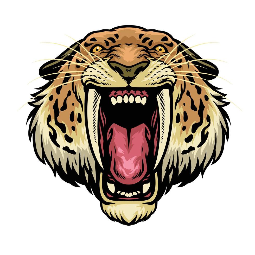 angry Sabretooth lion head vector