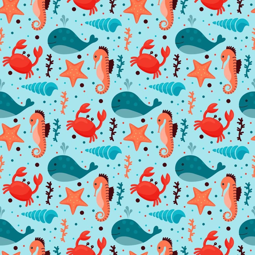 sea life seamless pattern vector