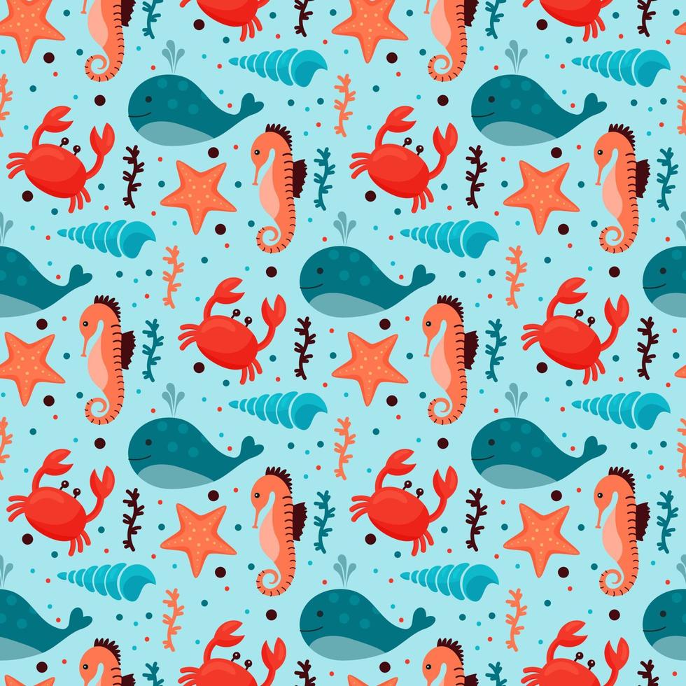 sea life seamless pattern vector