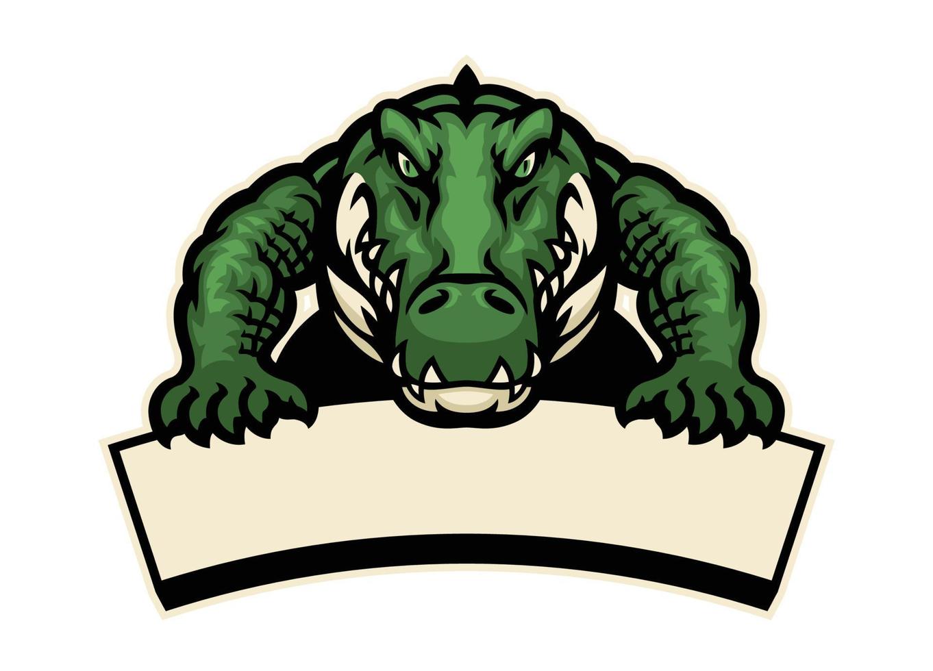crocodile mascot hold the blank banner for text vector