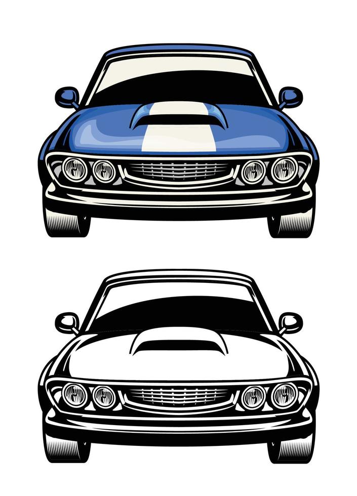 front side view of muscle car vector