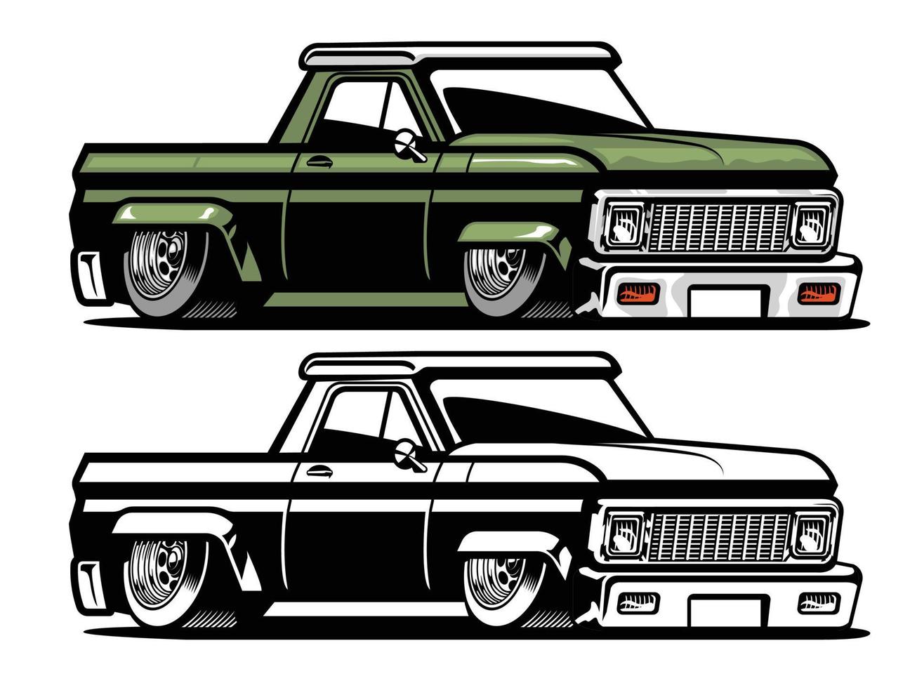 vintage low pick up truck vector