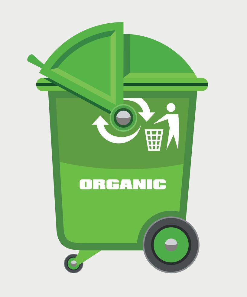 green vector trash can for organic