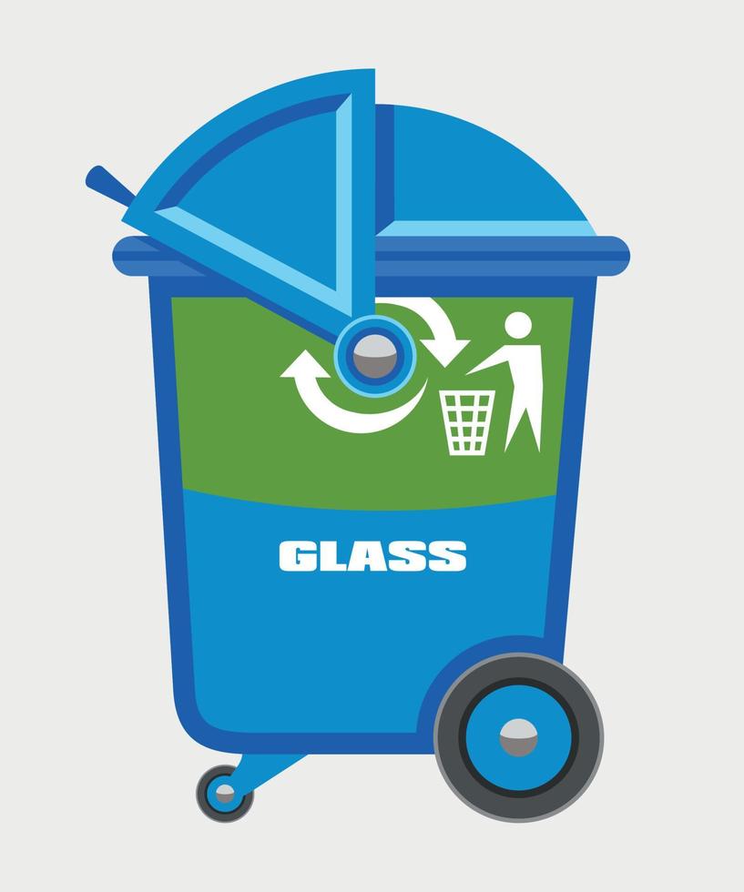 blue vector trash can for glass