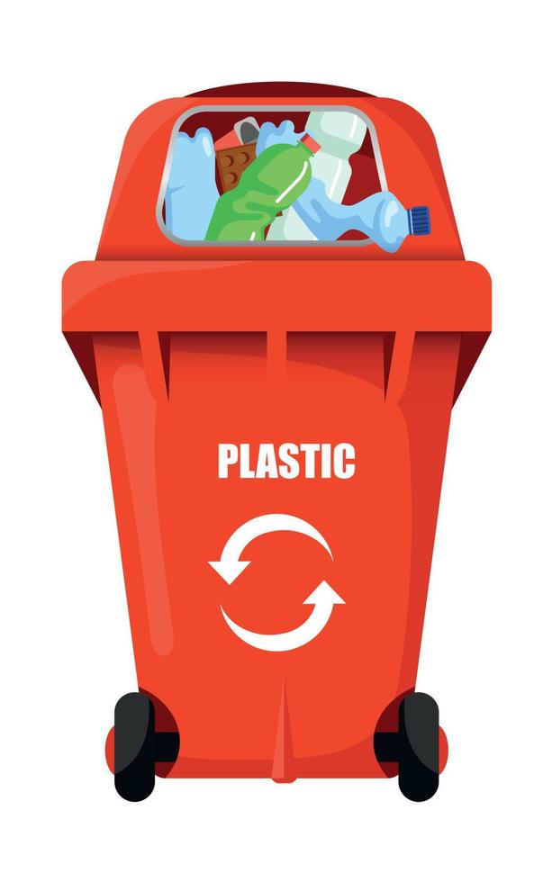 red vector trash bin for plastic