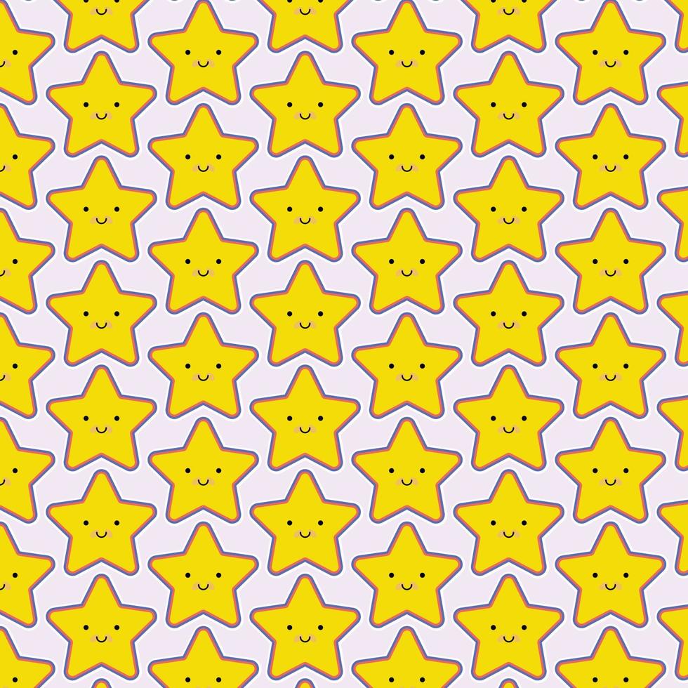 Cute star sticker repeat background pattern vector