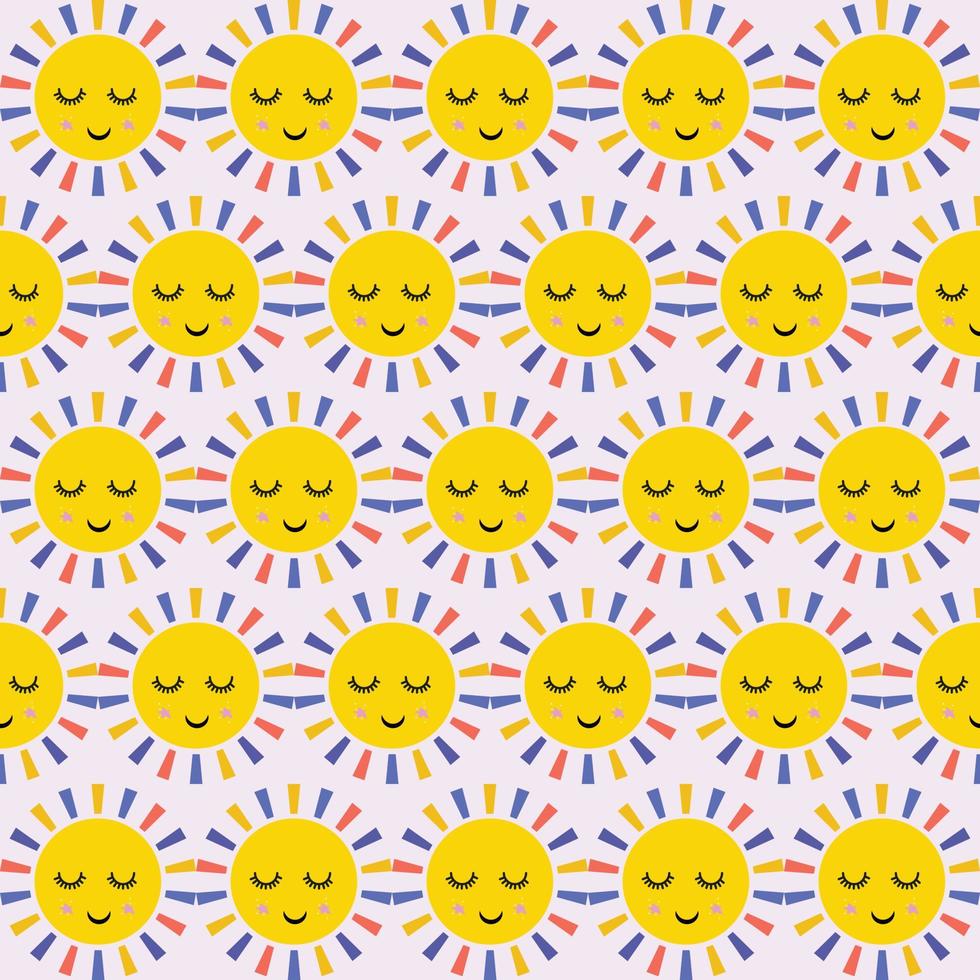 cute happy face sun background emoji pattern vector