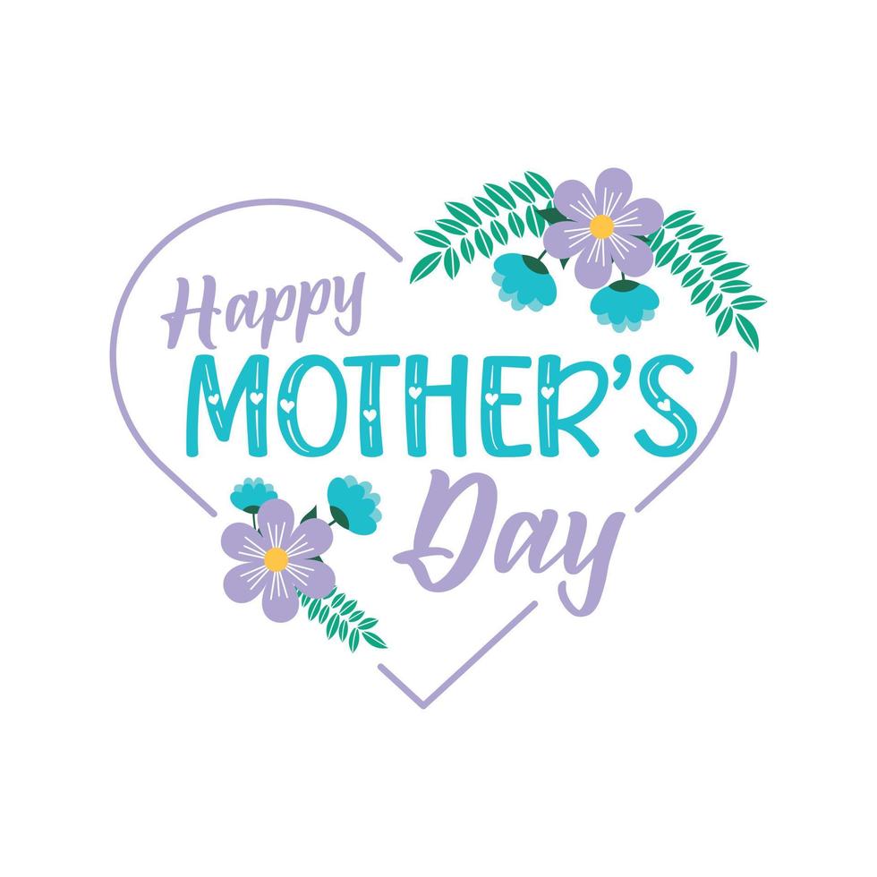 Floral heart Happy mother's day vector illustration