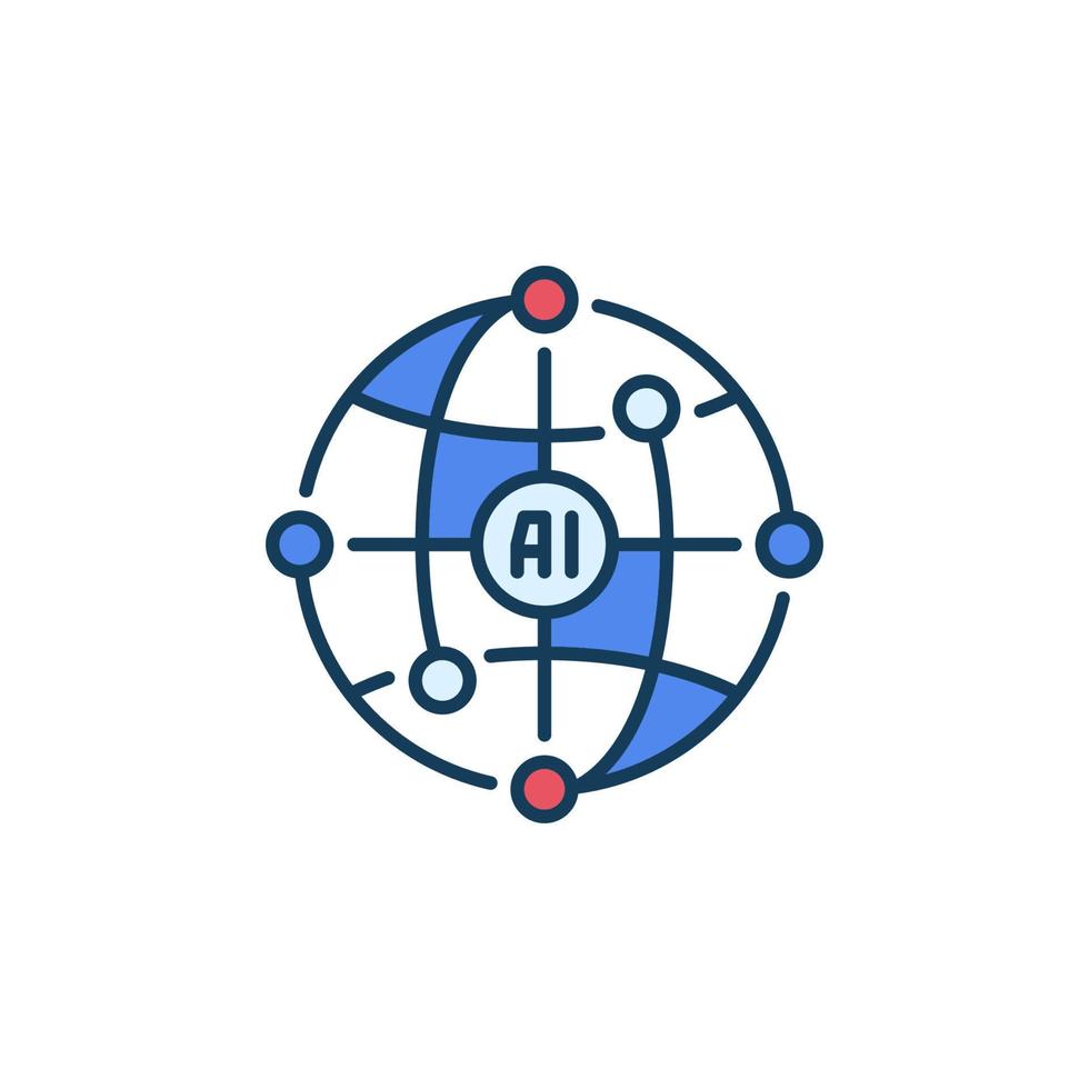 AI Globe vector Artificial Intelligence Earth Globe concept colored round icon