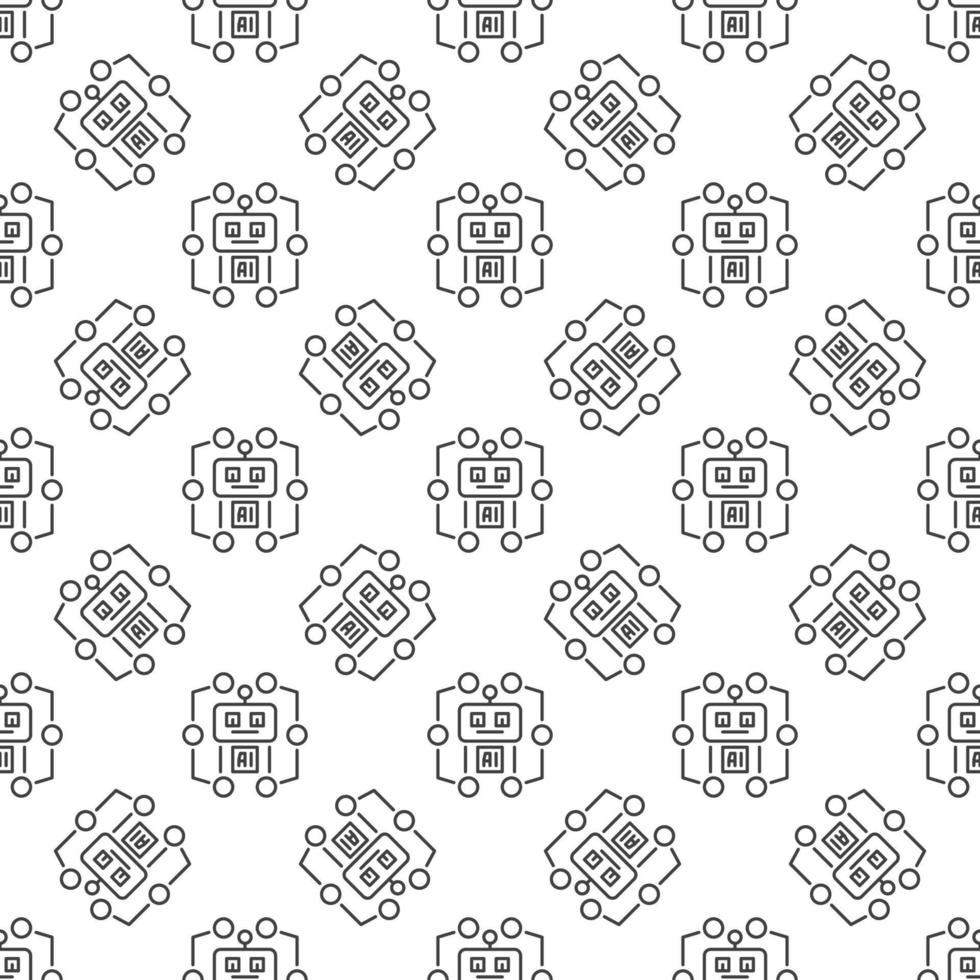 AI Robot vector Artificial Intelligence concept linear seamless pattern