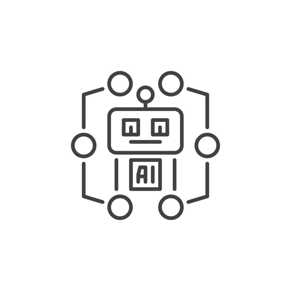 AI Robot vector Artificial Intelligence concept minimal line icon or sign