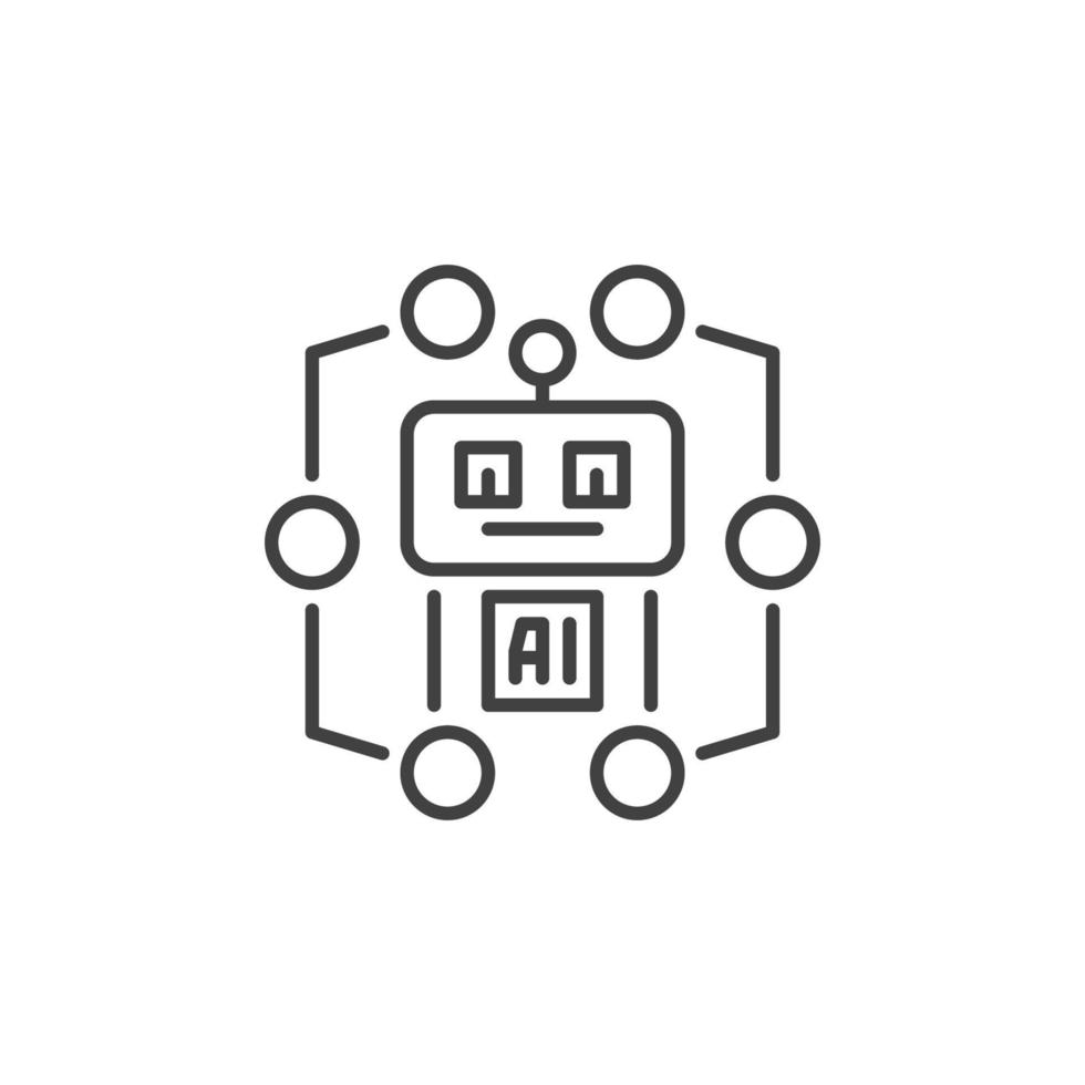 AI Robot vector Artificial Intelligence concept minimal line icon or sign