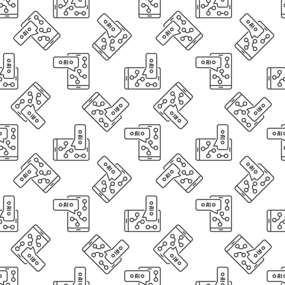 AI Smartphone App vector Artificial Intelligence Phone line seamless pattern