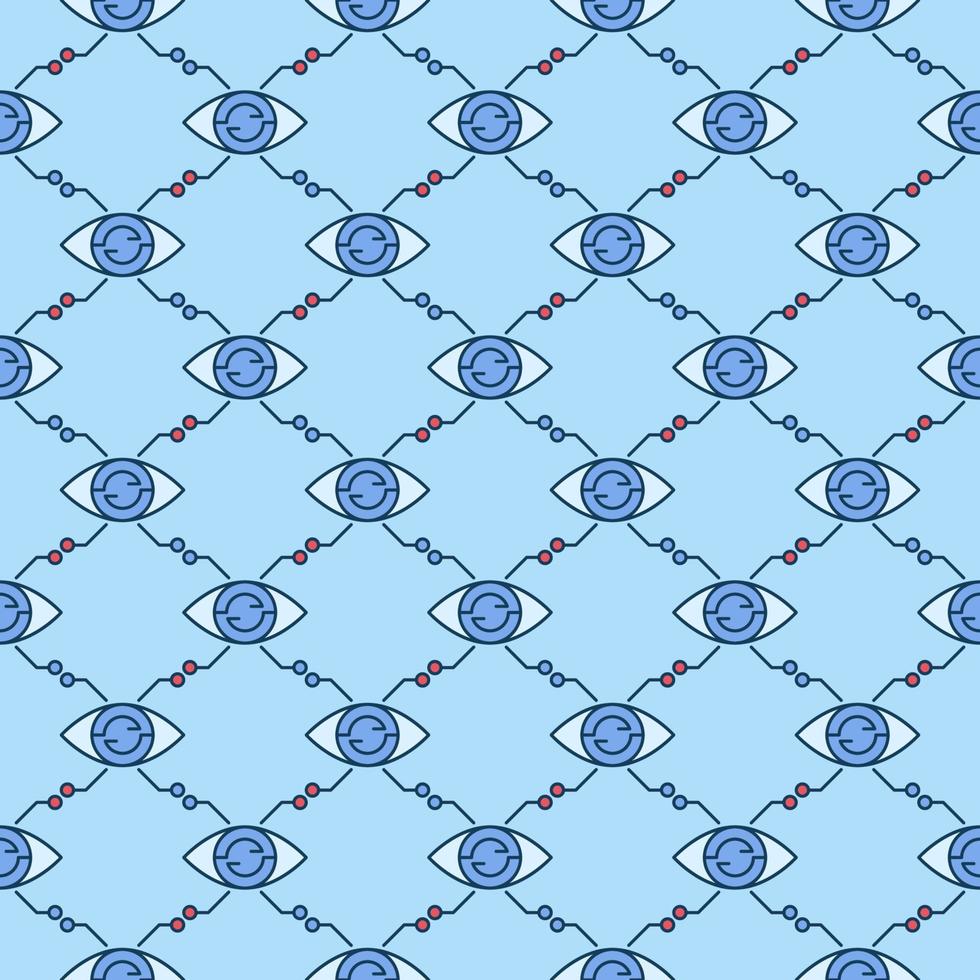 Artificial Intelligence Eye vector AI Vision colored seamless pattern