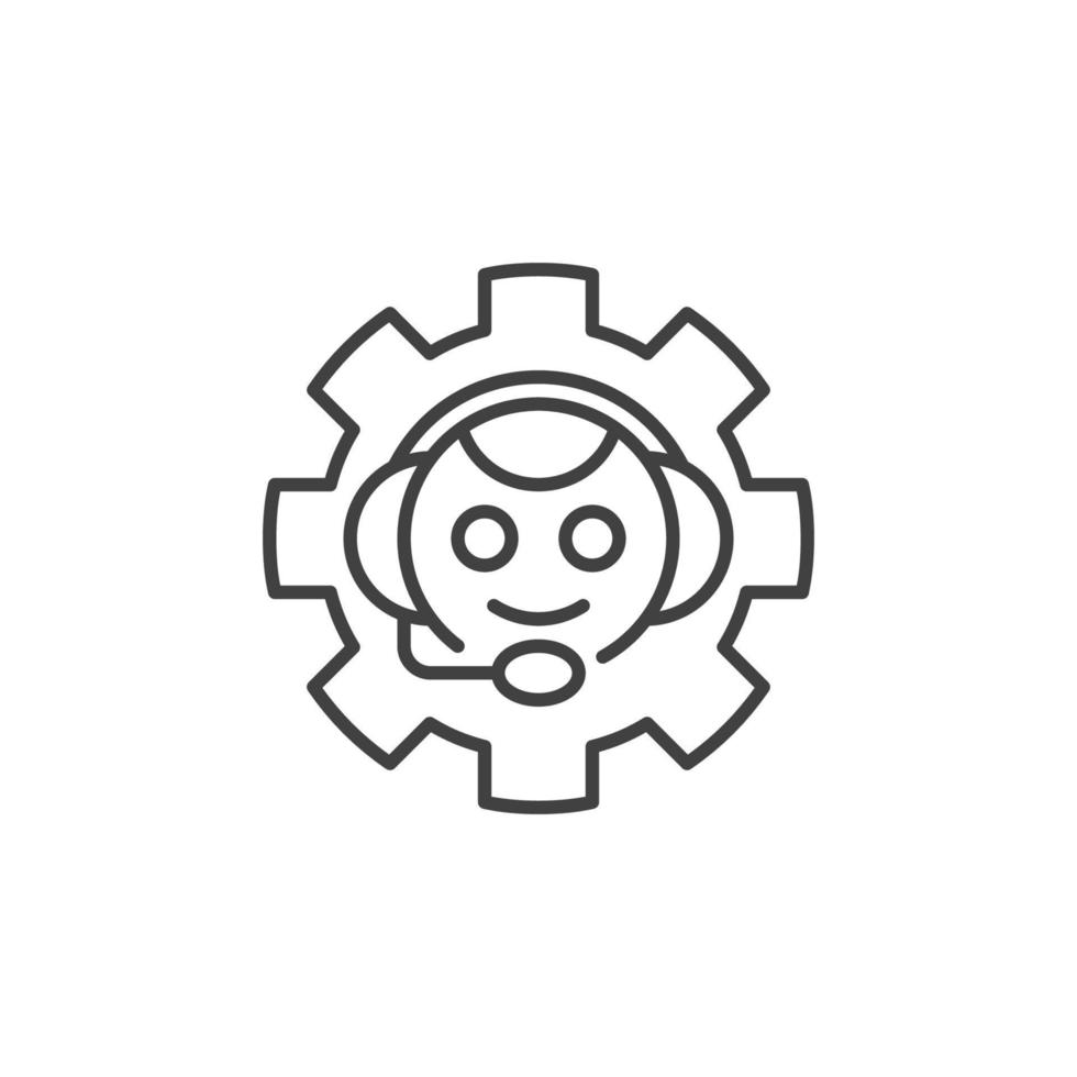 Chat Bot in Cog Wheel vector ChatBot Settings concept line icon