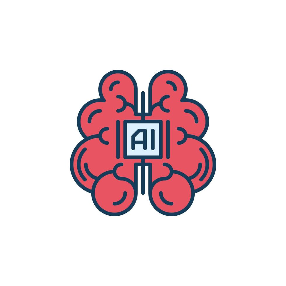 Artificial Intelligence Red Brain vector AI Mind concept colored icon