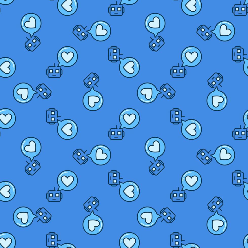 Chatbot Heart Message in Speech Bubble I Love You concept seamless pattern vector