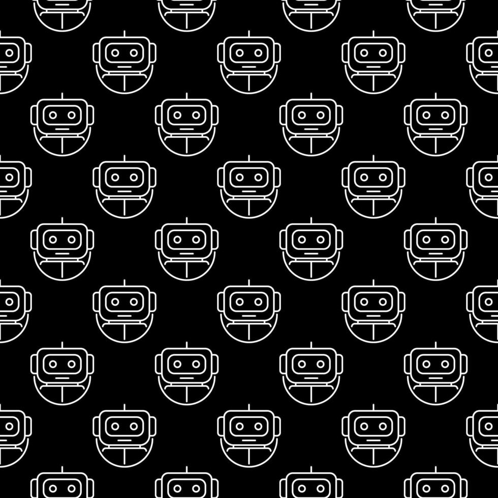 Circle with Chatbot vector concept dark line seamless pattern