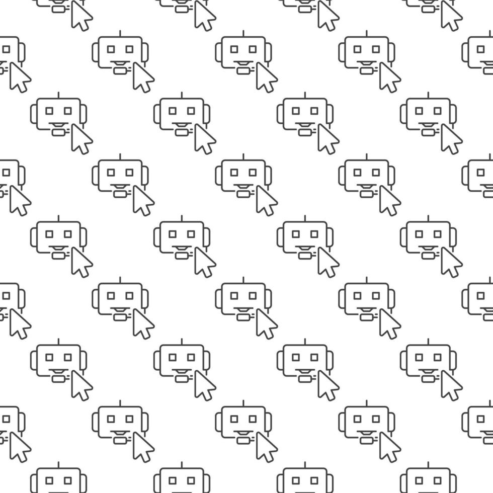 Mouse Cursor on Chatbot sign vector outline seamless pattern