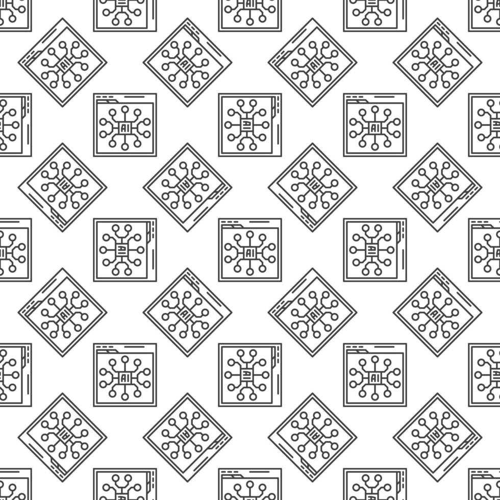 Web Browser with AI App vector Artificial Intelligence line seamless pattern