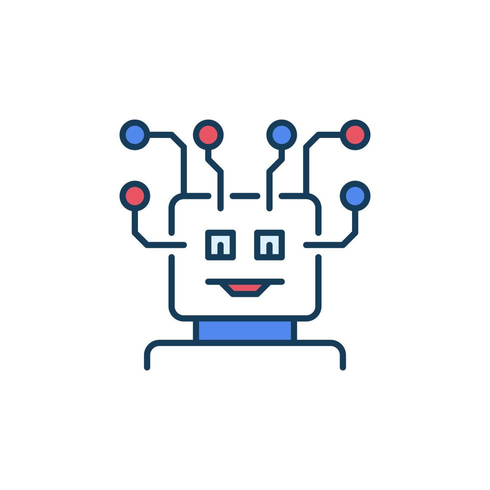 AI Robot Head with Circuits vector Artificial Intelligence concept colored icon