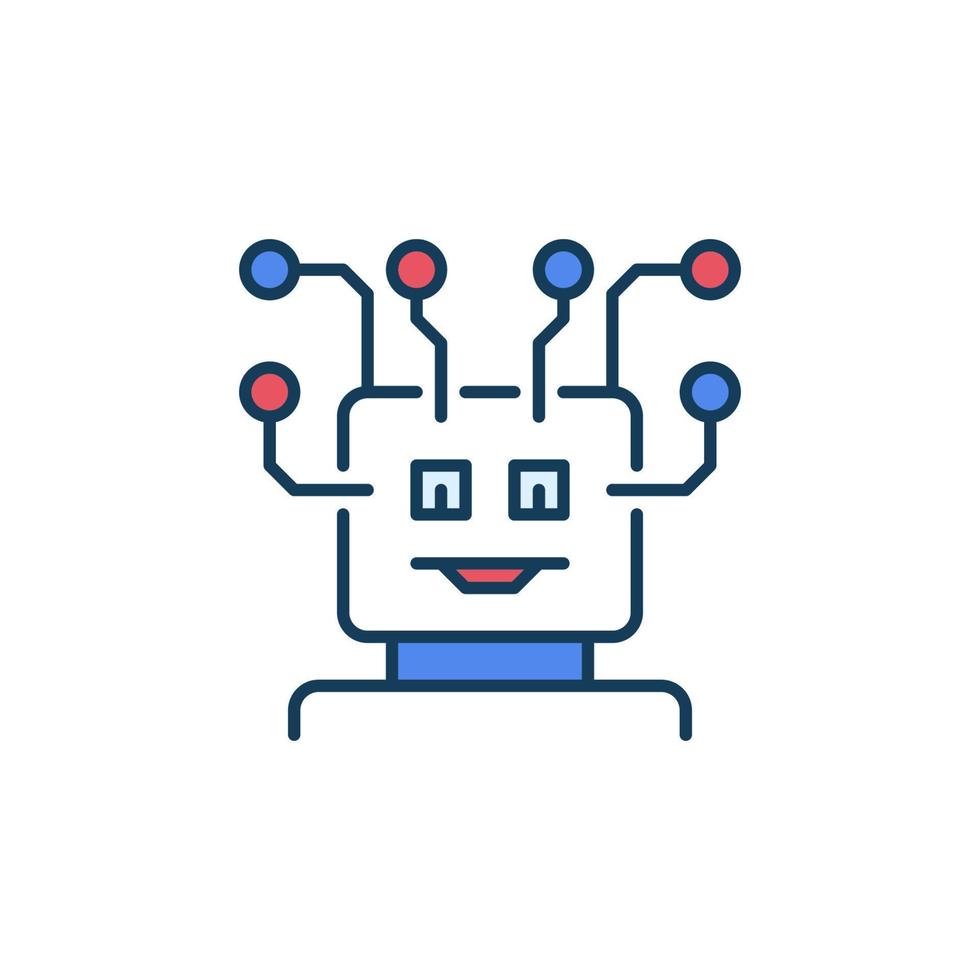 AI Robot Head with Circuits vector Artificial Intelligence concept colored icon