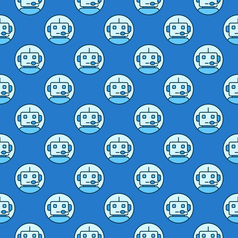 Circle with Robot Chatbot vector colored seamless pattern
