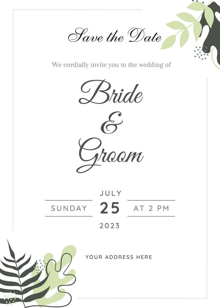 Marriage invitation template. Invitation card. Wedding invitation template vector