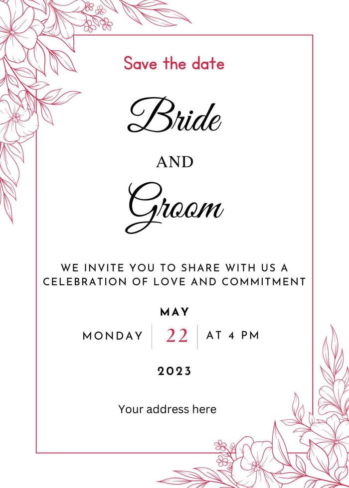 Marriage invitation template. Invitation card. Wedding invitation template vector