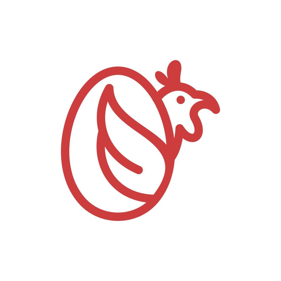 Animal chicken with egg line modern logo vector