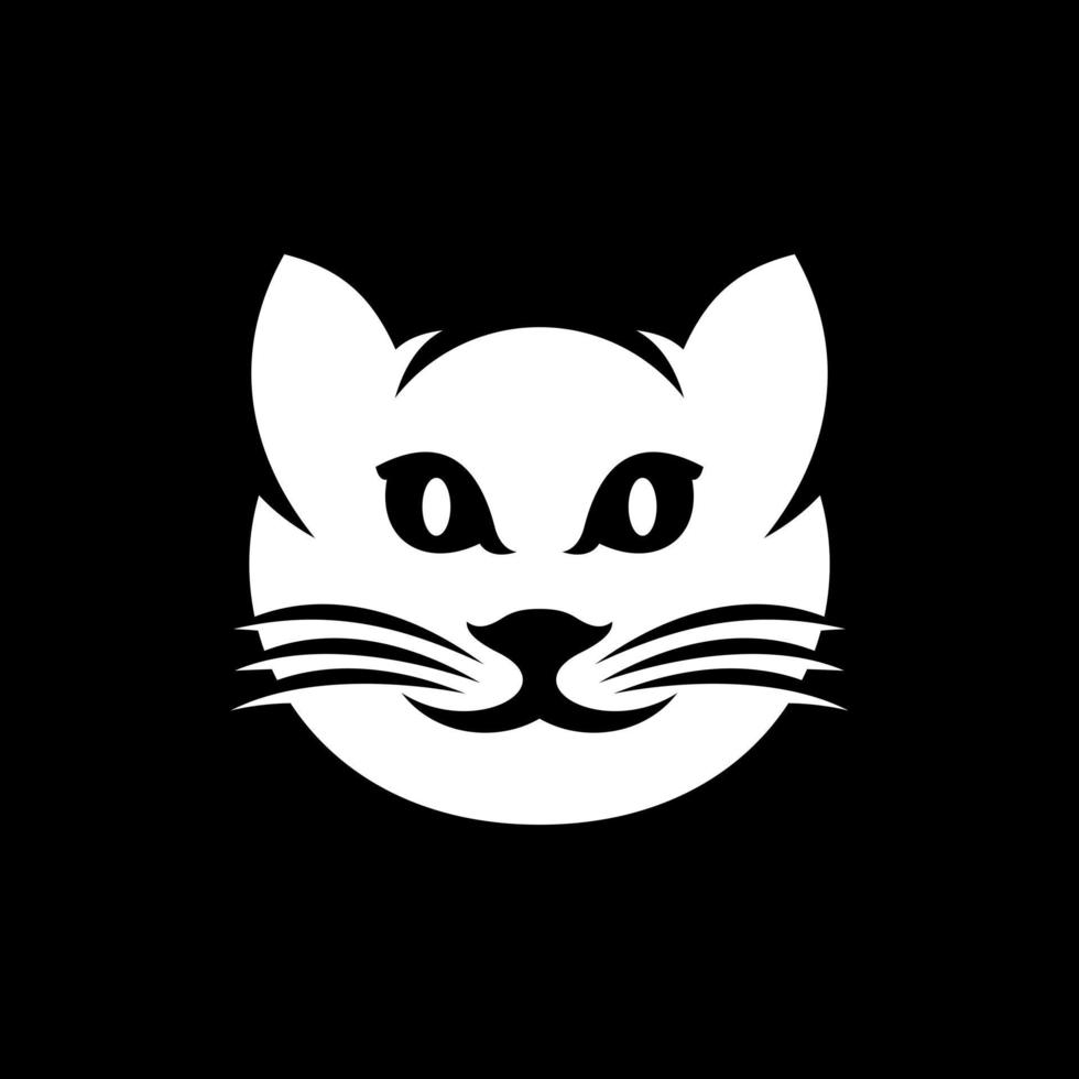 Cat head funny creative logo design vector