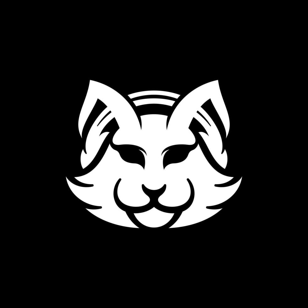 Cat head wearing headset creative logo design vector